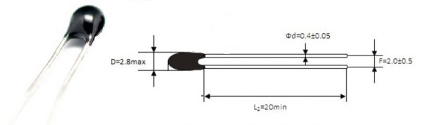 NTC 10K Ohm Beta 3435K Radial Lead Epoxy Coated AMWEI Thermistor Sensor