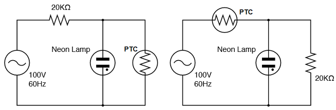 PTC Thermistors for temperature indication circuit