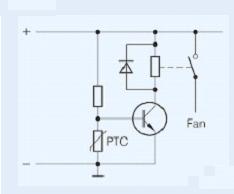 PTC thermistor detecting over temperatures Circuit