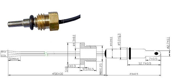 Hex head screw threaded water heater boilers NTC thermistor temperature sensor