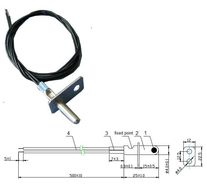 Flanged stainless steel oven probe